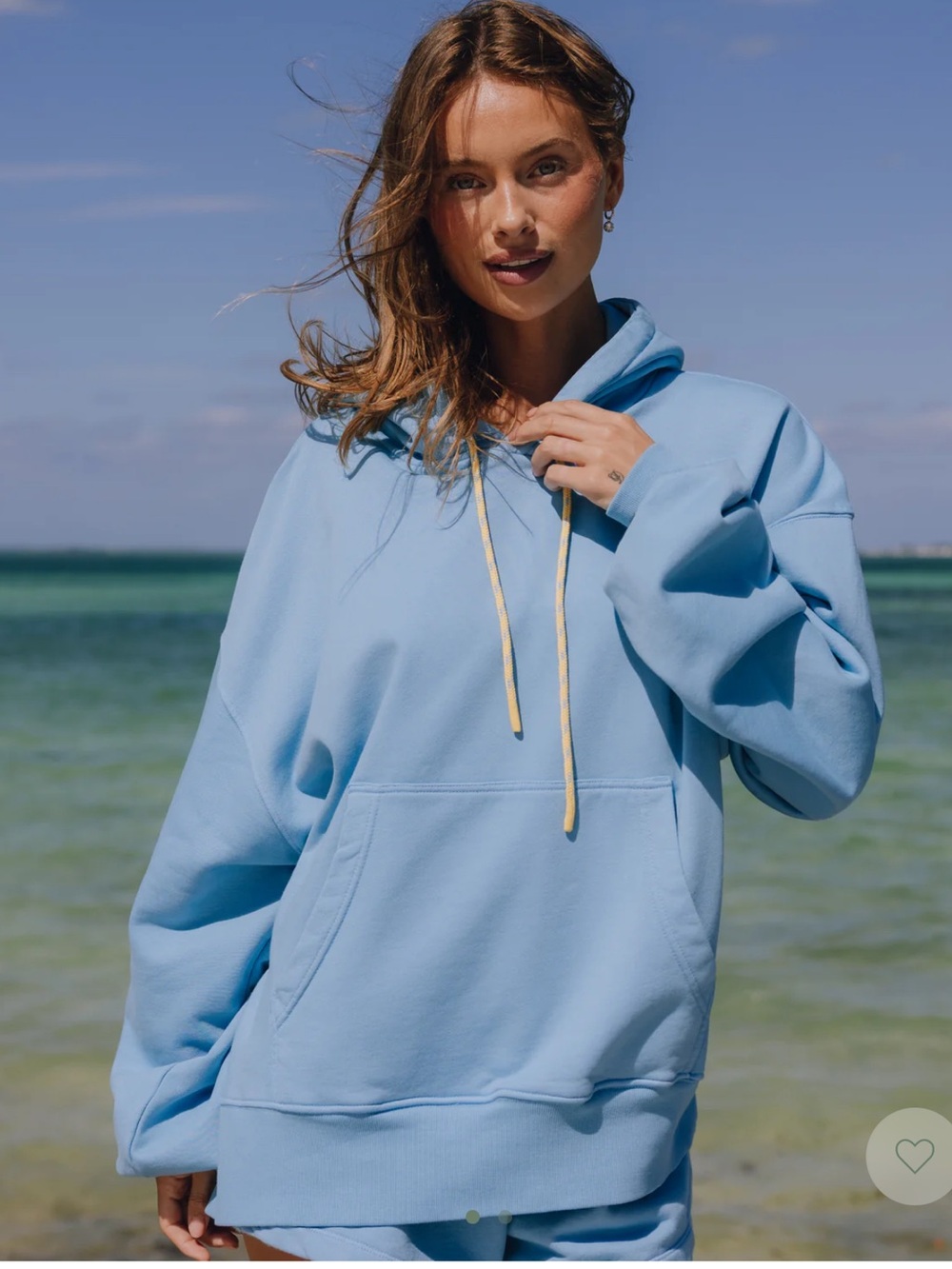 Daily Drills Paracord Hoodie in Malibu with Yellow Drawcords